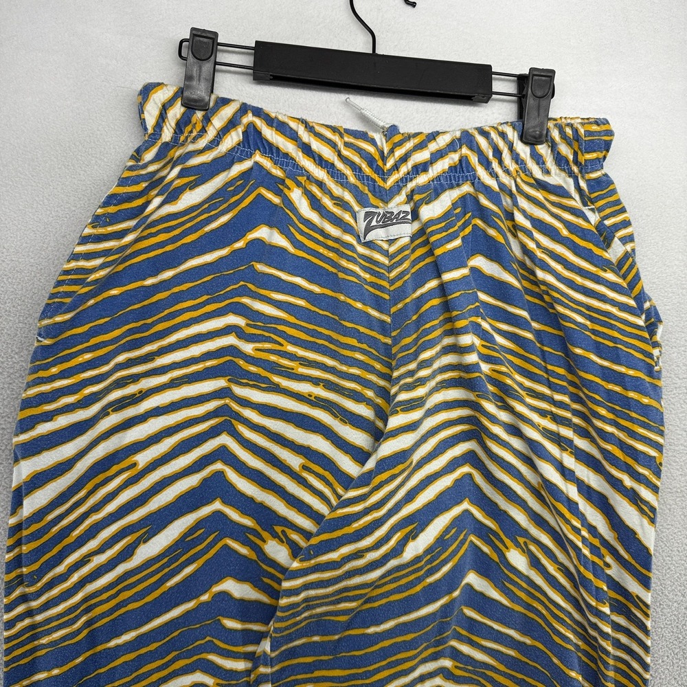 Vintage Zubaz Pants Mens Medium Blue Yellow Zebra Baggy Chargers Rams Colors 90s